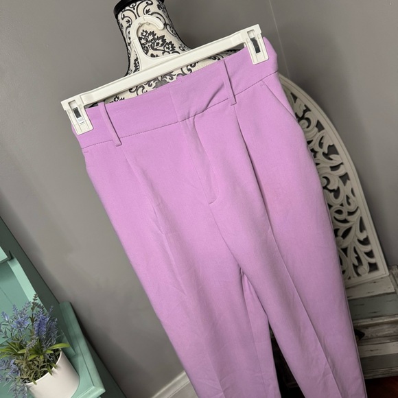 Zara High Waisted Straight Leg Trouser Pant Size Small Lilac Chic Preppy - Picture 3 of 11